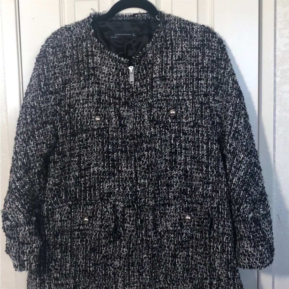 ZARA Oversized Tweed Coat Jacket